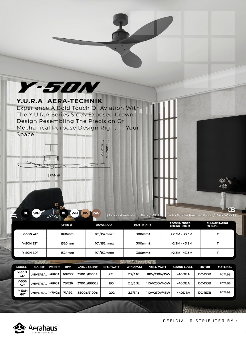 Y-50N Aerahaus Technik DC Ceiling Fan
