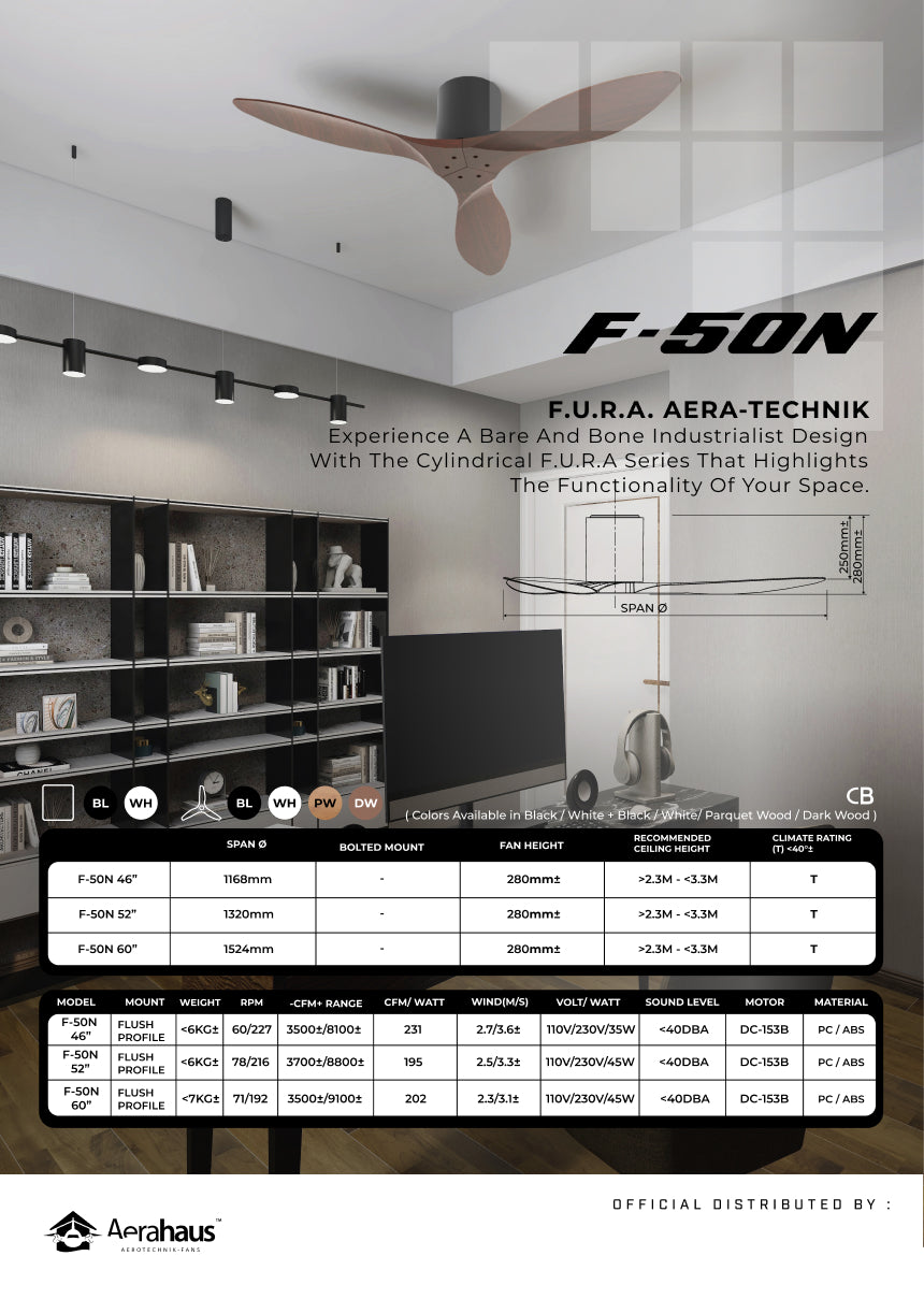 F-50N Aerahaus Technik DC Ceiling Fan
