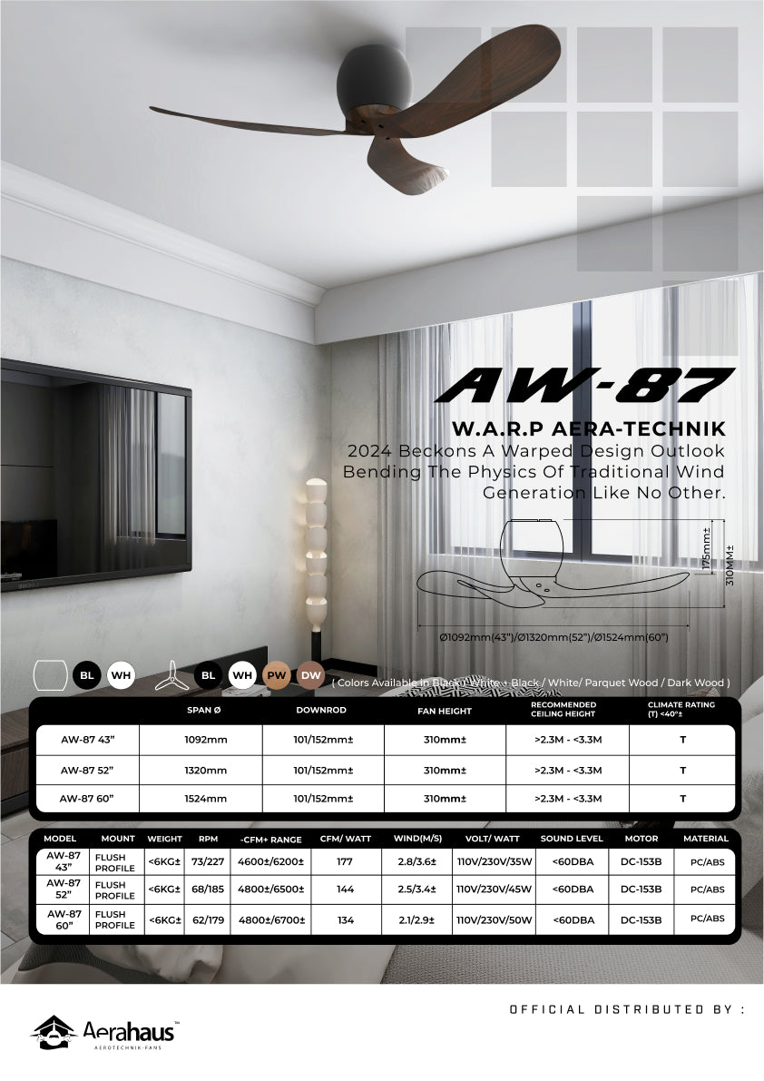 AW-87 Aerahaus Technik DC Ceiling Fan