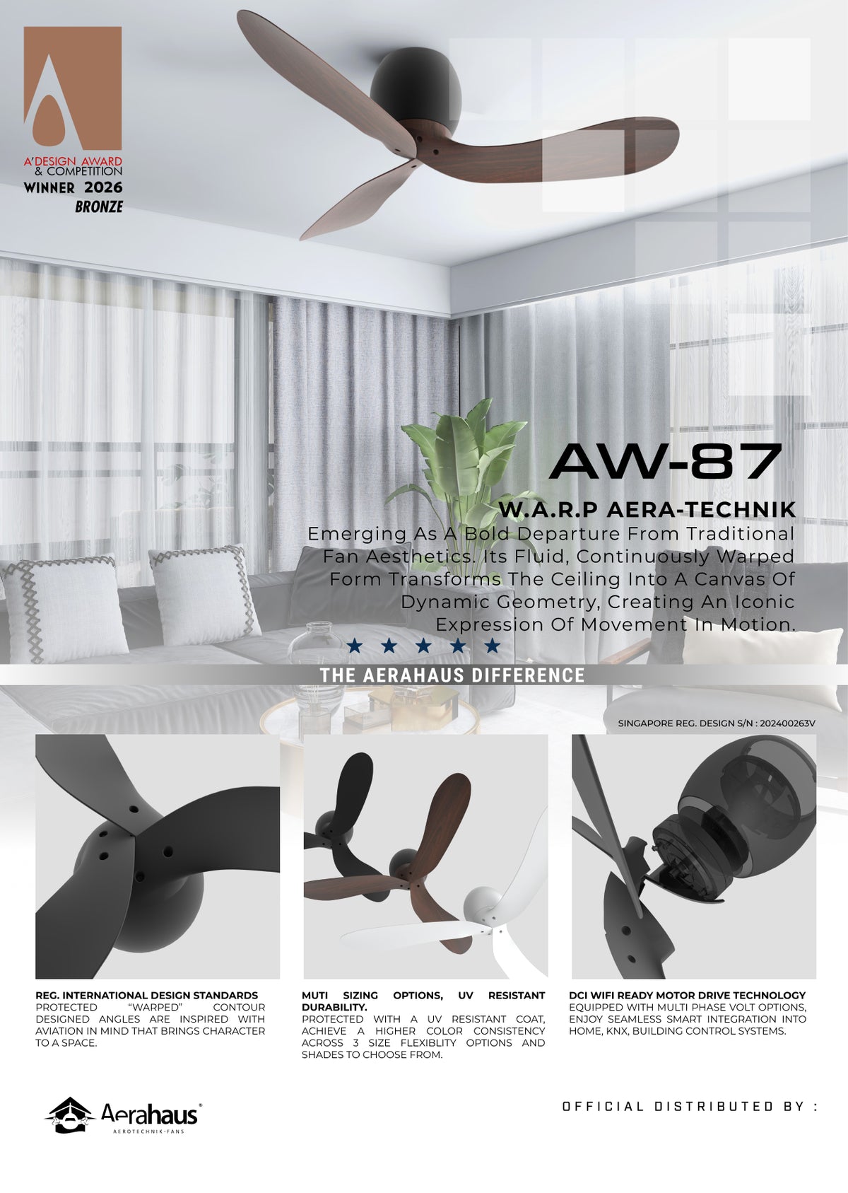 AW-87 Aerahaus Technik DC Ceiling Fan
