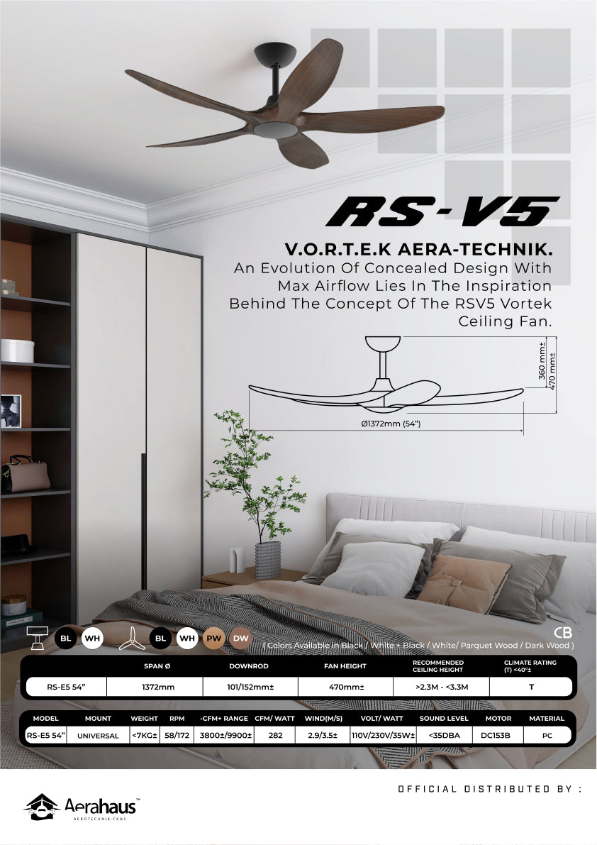 RS-V5 Aerahaus Technik DC Ceiling Fan