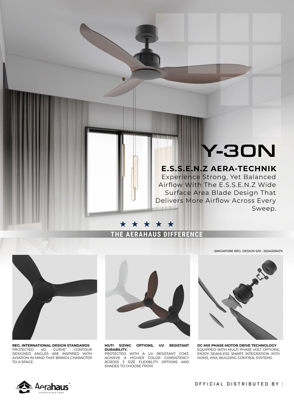 Y-30N Aerahaus Technik DC Ceiling Fan